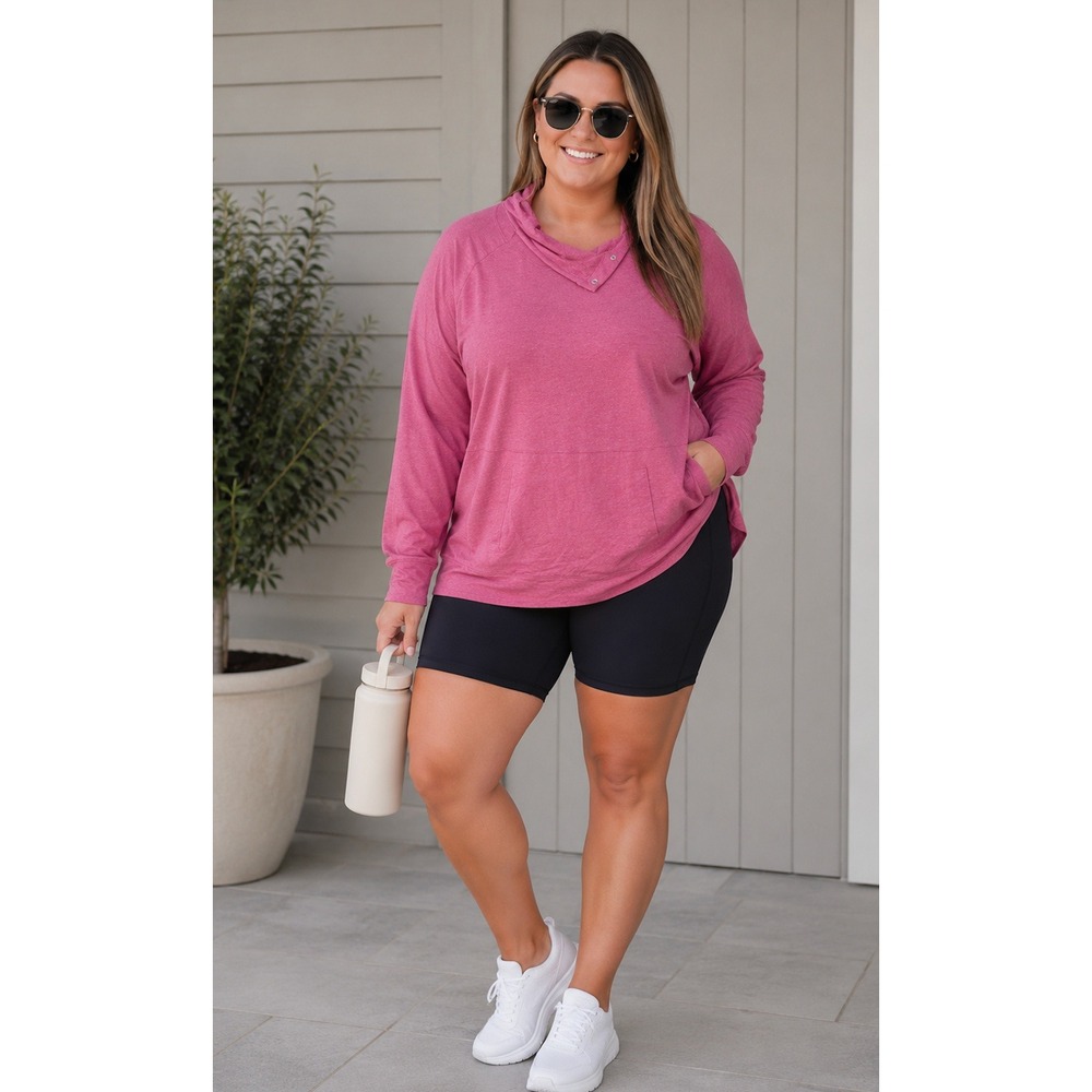 Coolibar Pink Funnel Neck Long Sleeve Top Womens 2X UPF 50 Fall Layering